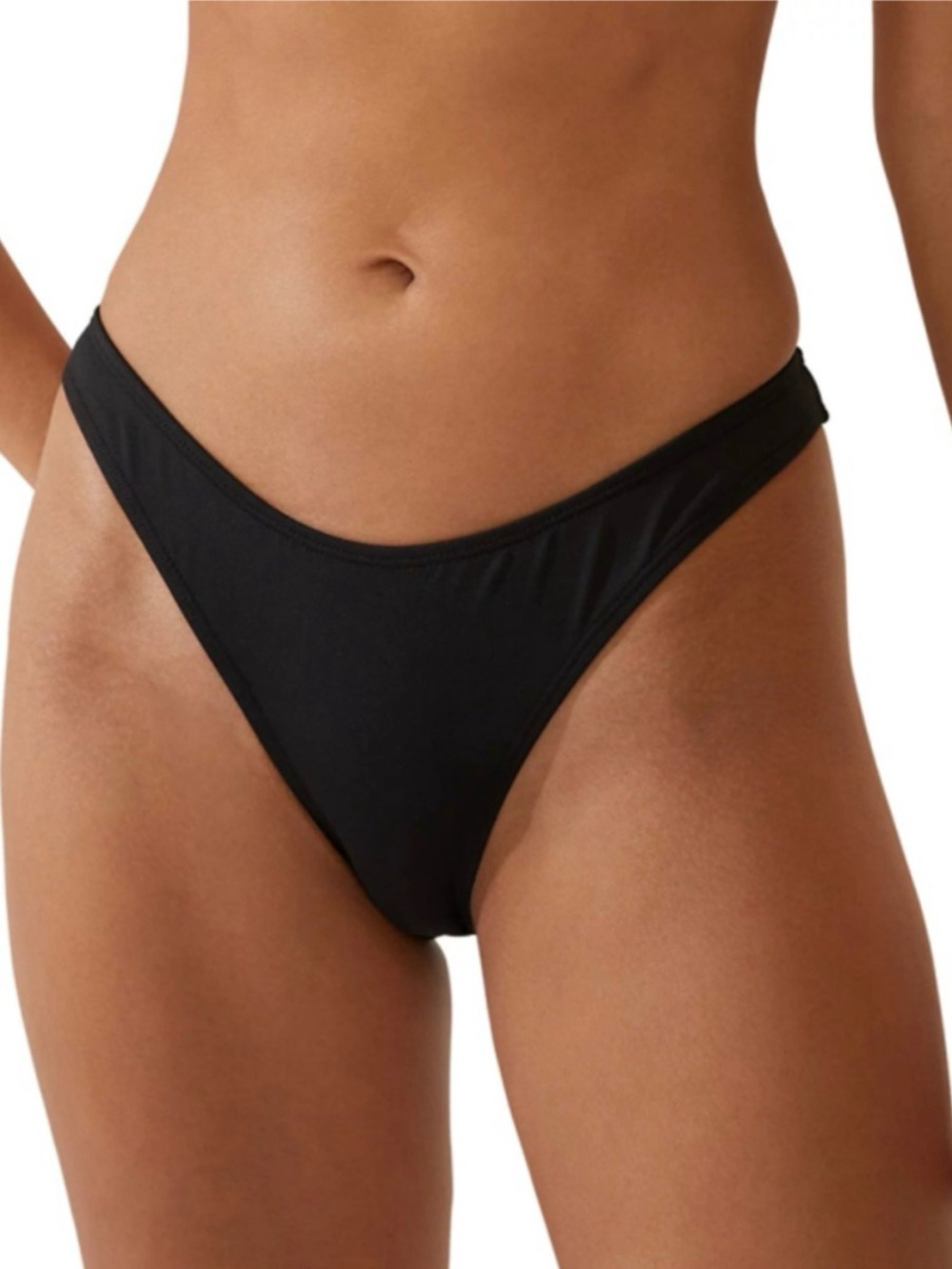 COTTON ON Women's Small Black Refined High-Side Brazilian Bikini Bottoms NWT